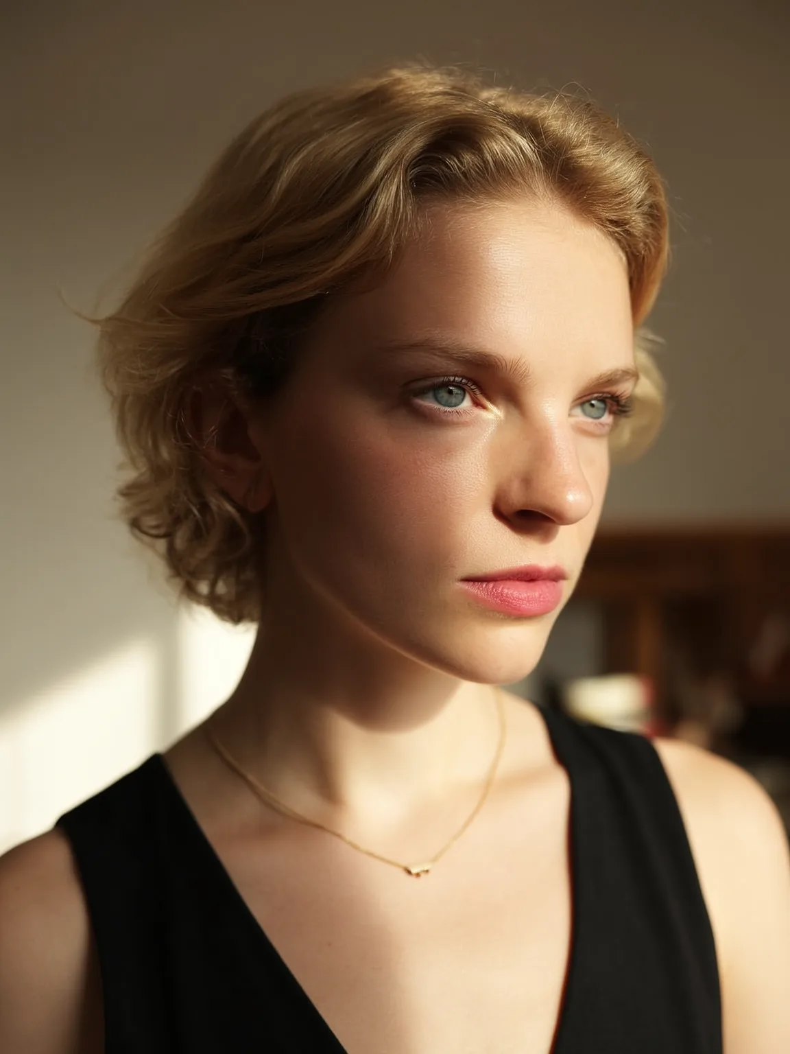 Textured Wavy Sandy Blonde Bob Without Bangs